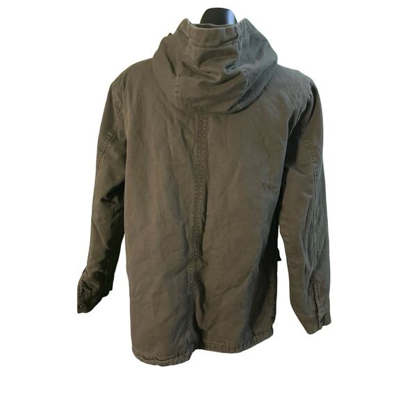 Earthbound Trading Co Jacket Brown Cotton Canvas Hooded Zip Up - Picture 2 of 7